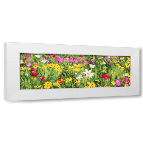 Field of Flowers White Modern Wood Framed Art Print by Mei, Silvia
