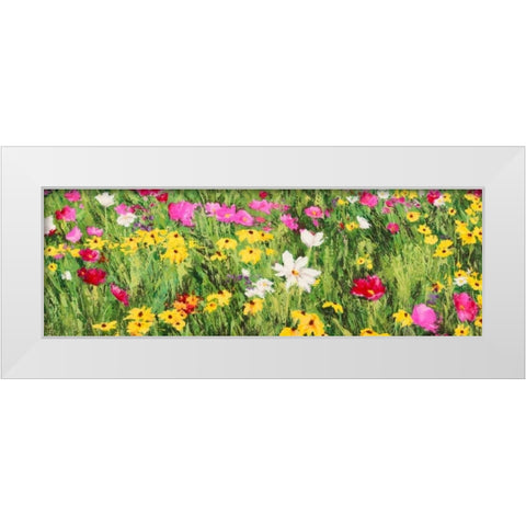 Field of Flowers White Modern Wood Framed Art Print by Mei, Silvia