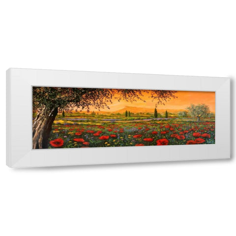 Pianura in fiore White Modern Wood Framed Art Print by Marzari, Tebo