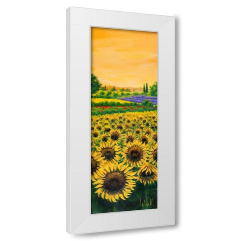 Girasoli e lavanda White Modern Wood Framed Art Print by Marzari, Tebo