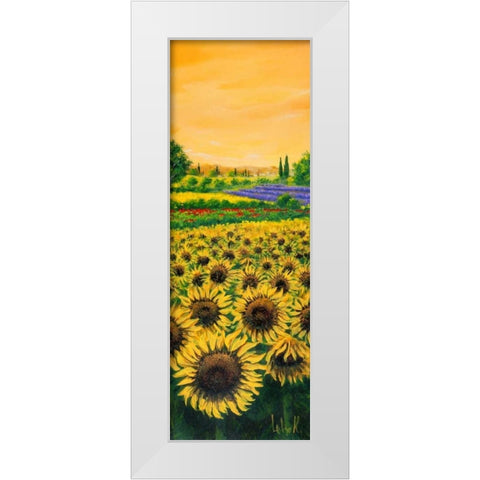 Girasoli e lavanda White Modern Wood Framed Art Print by Marzari, Tebo