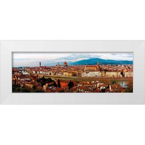 Panoramic view of Florence White Modern Wood Framed Art Print by Ratsenskiy, Vadim