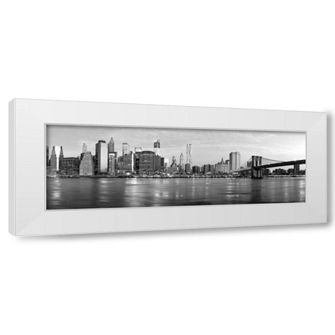 Manhattan and Brooklyn Bridge, NYC White Modern Wood Framed Art Print by Ratsenskiy, Vadim