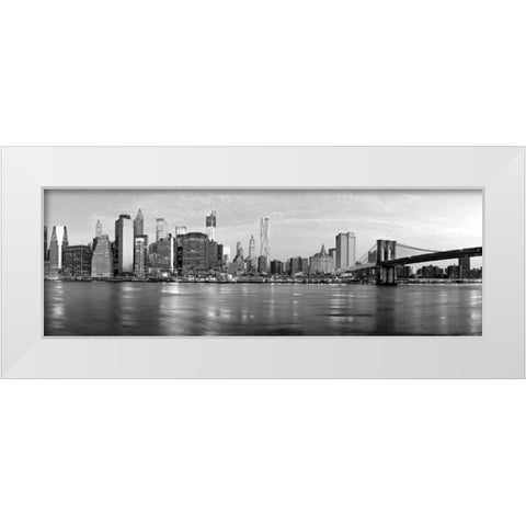 Manhattan and Brooklyn Bridge, NYC White Modern Wood Framed Art Print by Ratsenskiy, Vadim