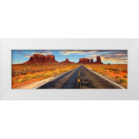 Road to Monument Valley, Arizona White Modern Wood Framed Art Print by Ratsenskiy, Vadim