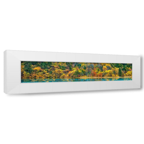 Lake and forest in autumn, China White Modern Wood Framed Art Print by Krahmer, Frank