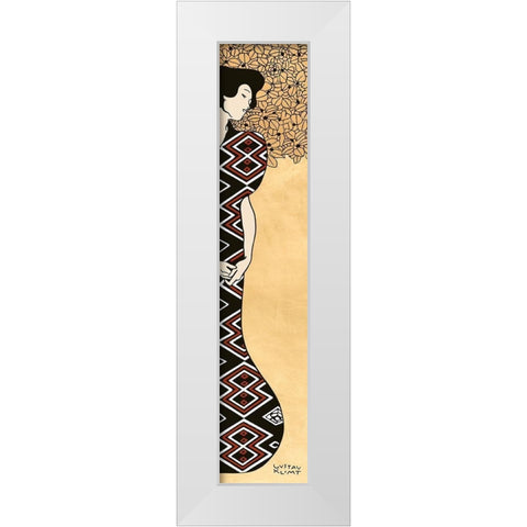 Woman and Tree I (Gold) White Modern Wood Framed Art Print by Gustav, Klimt