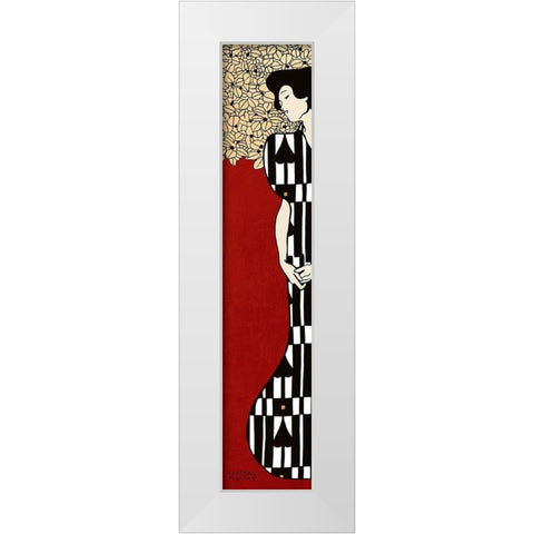 Woman and Tree II (Red) White Modern Wood Framed Art Print by Gustav, Klimt