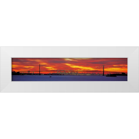 Queensboro and Manhattan Bridge New York City White Modern Wood Framed Art Print by Berenholtz, Richard