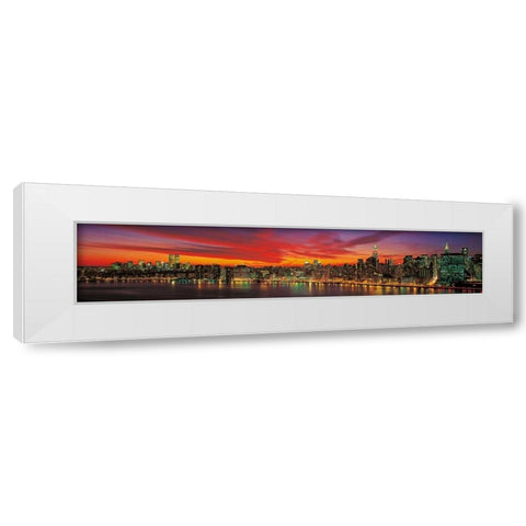 Sunset over New York White Modern Wood Framed Art Print by Berenholtz, Richard