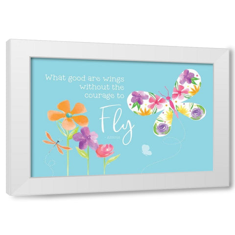 Dreams Take Flight on Blue II White Modern Wood Framed Art Print by Reed, Tara