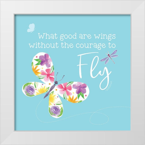 Dreams Take Flight on Blue IX White Modern Wood Framed Art Print by Reed, Tara