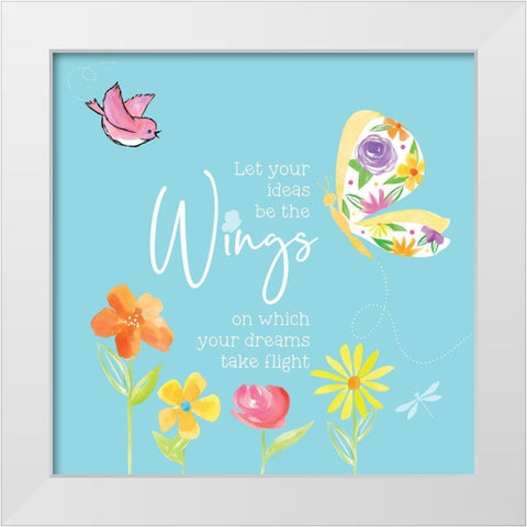 Dreams Take Flight on Blue XI White Modern Wood Framed Art Print by Reed, Tara