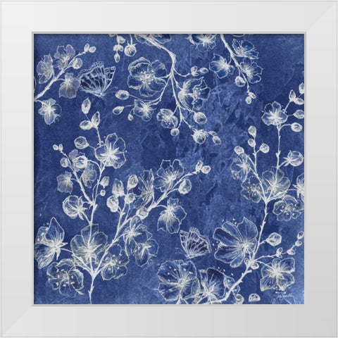 Indigo Asian Influence I White Modern Wood Framed Art Print by Tre Sorelle Studios