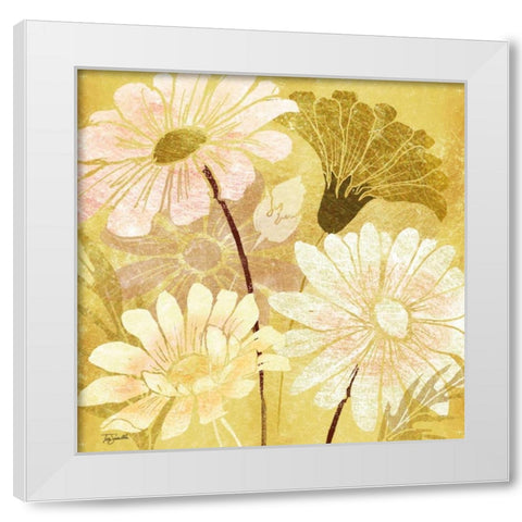 Golden Daisy Patch I White Modern Wood Framed Art Print by Tre Sorelle Studios