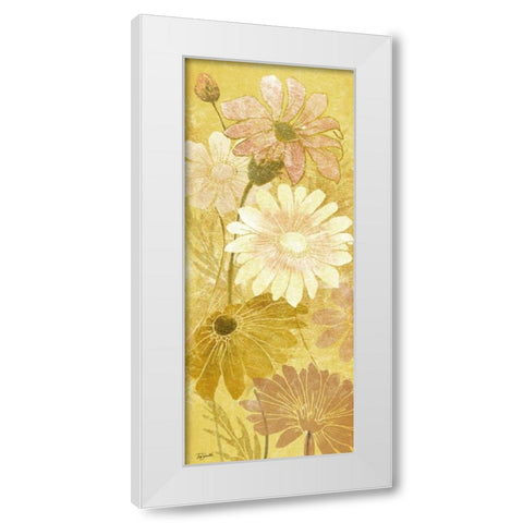 Golden Daisy Patch Panel I White Modern Wood Framed Art Print by Tre Sorelle Studios