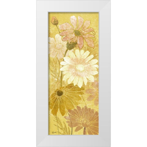 Golden Daisy Patch Panel I White Modern Wood Framed Art Print by Tre Sorelle Studios