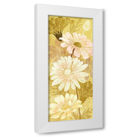 Golden Daisy Patch Panel II White Modern Wood Framed Art Print by Tre Sorelle Studios