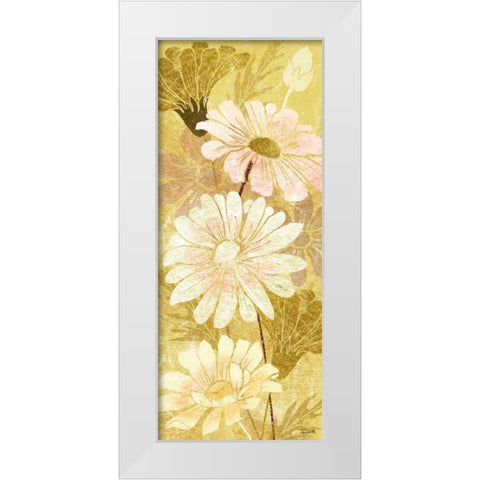 Golden Daisy Patch Panel II White Modern Wood Framed Art Print by Tre Sorelle Studios