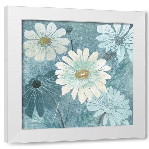 Teal Daisy Patch II White Modern Wood Framed Art Print by Tre Sorelle Studios