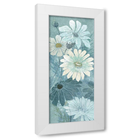 Teal Daisy Patch Panel II White Modern Wood Framed Art Print by Tre Sorelle Studios