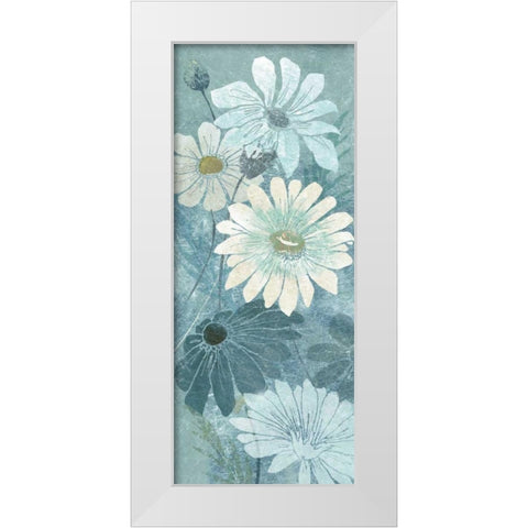 Teal Daisy Patch Panel II White Modern Wood Framed Art Print by Tre Sorelle Studios