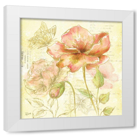 Watercolor Flower Sketch Blush II White Modern Wood Framed Art Print by Tre Sorelle Studios