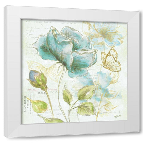 Watercolor Flower Sketch Blue I White Modern Wood Framed Art Print by Tre Sorelle Studios
