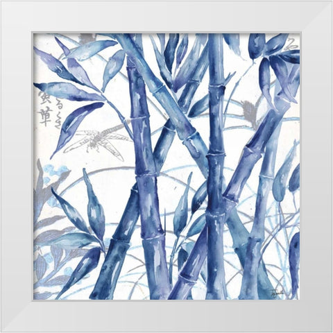 Indigo Asian Bamboo I White Modern Wood Framed Art Print by Tre Sorelle Studios