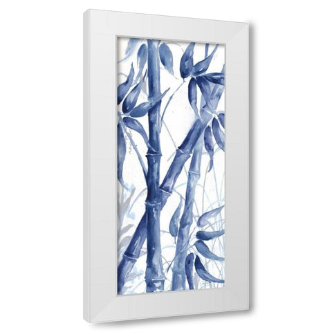 Indigo Asian Bamboo Panel II White Modern Wood Framed Art Print by Tre Sorelle Studios