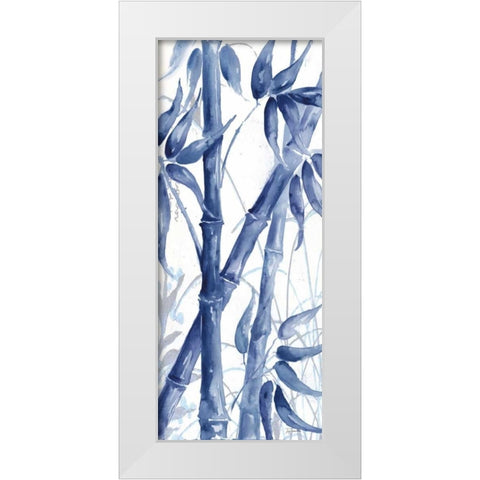 Indigo Asian Bamboo Panel II White Modern Wood Framed Art Print by Tre Sorelle Studios