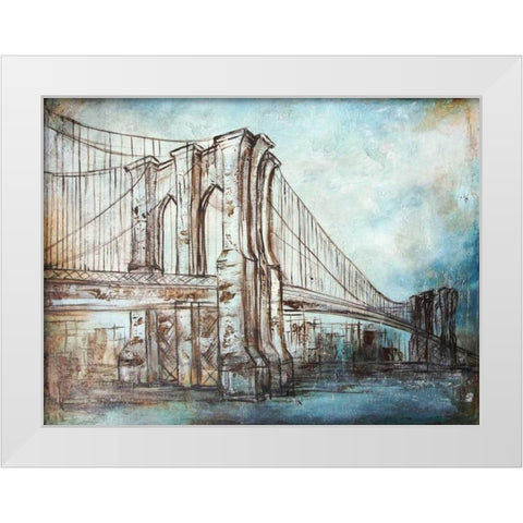 Brooklyn Bridge White Modern Wood Framed Art Print by Tre Sorelle Studios