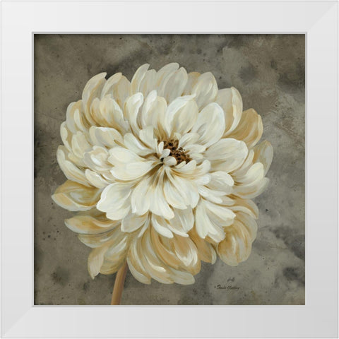 Pearl Grey Floral Study I White Modern Wood Framed Art Print by Gladding, Pamela