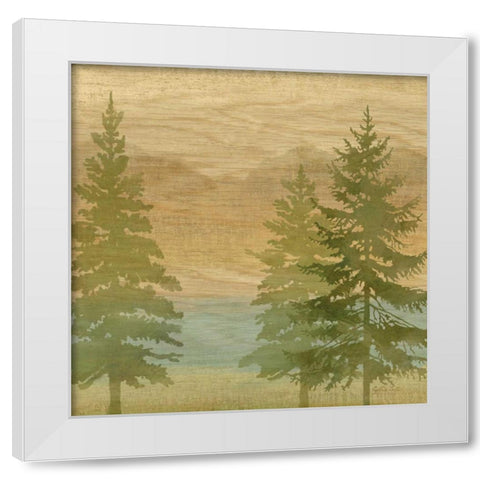 At the Lake Pine Trees II  White Modern Wood Framed Art Print by Coulter, Cynthia