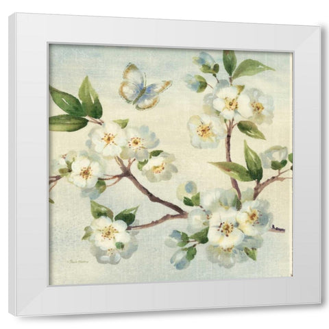 Cherry Bloom I White Modern Wood Framed Art Print by Gladding, Pamela