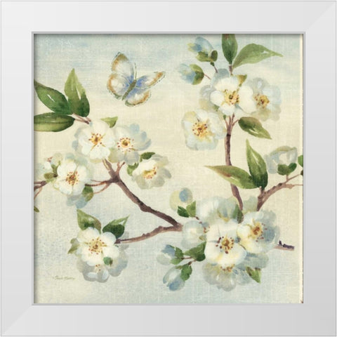 Cherry Bloom I White Modern Wood Framed Art Print by Gladding, Pamela