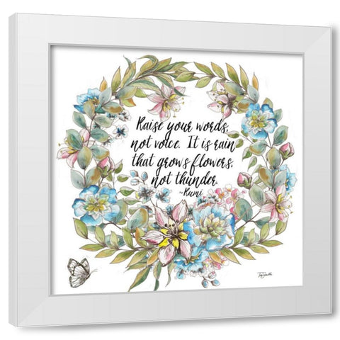 Boho Floral Wreath Sentiment I White Modern Wood Framed Art Print by Tre Sorelle Studios