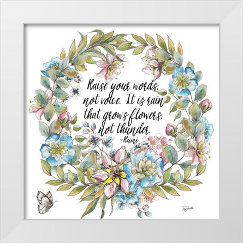 Boho Floral Wreath Sentiment I White Modern Wood Framed Art Print by Tre Sorelle Studios