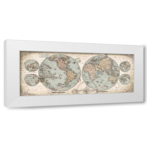 World Hemispheres Panel White Modern Wood Framed Art Print by Tre Sorelle Studios