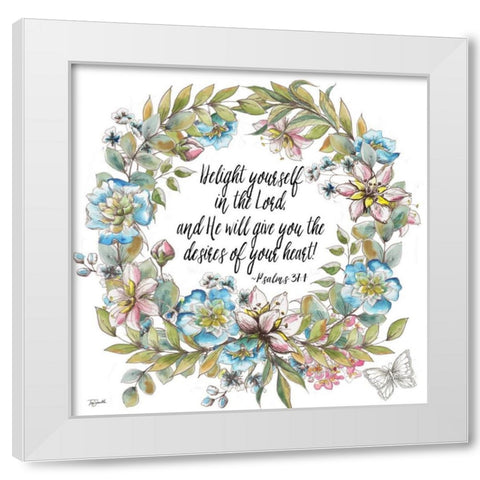 Boho Floral Wreath Psalms II White Modern Wood Framed Art Print by Tre Sorelle Studios