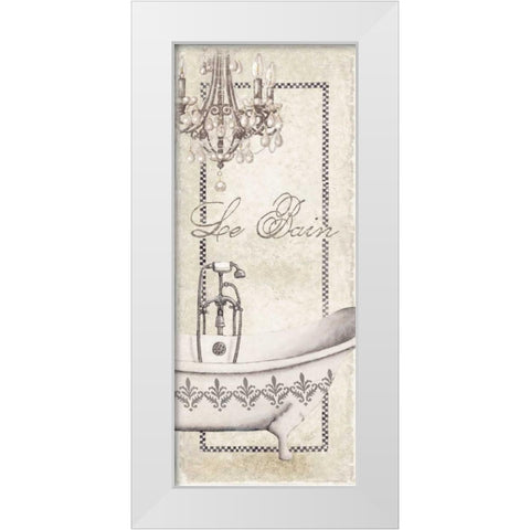 Fleur de Lis Bath Panel II  White Modern Wood Framed Art Print by Cusson, Marie Elaine