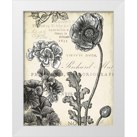 Pen and Ink Floral Study I  White Modern Wood Framed Art Print by Cusson, Marie Elaine