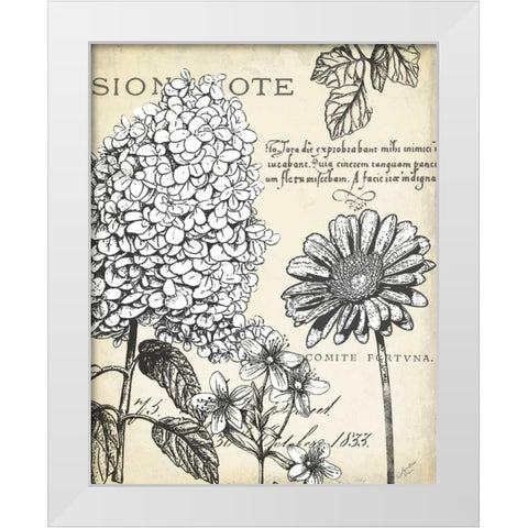 Pen and Ink Floral Study II  White Modern Wood Framed Art Print by Cusson, Marie Elaine