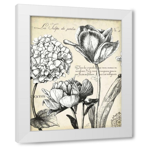 Pen and Ink Floral Study IV  White Modern Wood Framed Art Print by Cusson, Marie Elaine