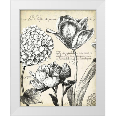 Pen and Ink Floral Study IV  White Modern Wood Framed Art Print by Cusson, Marie Elaine