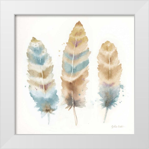 Watercolor Feathers Neutral II White Modern Wood Framed Art Print by Coulter, Cynthia