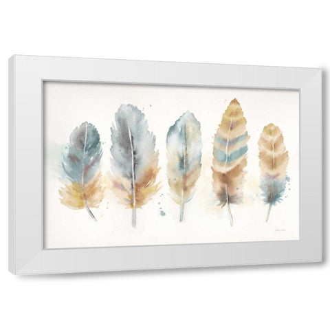 Watercolor Feathers Neutral Landscape White Modern Wood Framed Art Print by Coulter, Cynthia
