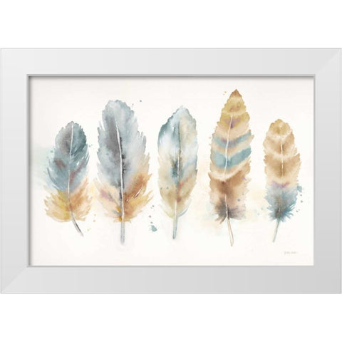 Watercolor Feathers Neutral Landscape White Modern Wood Framed Art Print by Coulter, Cynthia