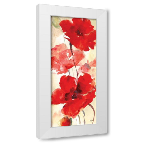 Watercolor Red Poppies Panel II White Modern Wood Framed Art Print by Tre Sorelle Studios