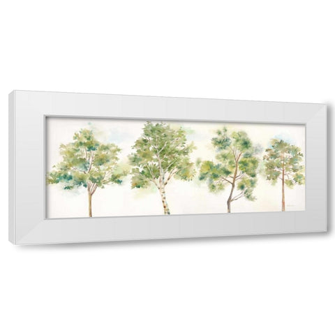 Woodland Trees Panel Landscape White Modern Wood Framed Art Print by Coulter, Cynthia